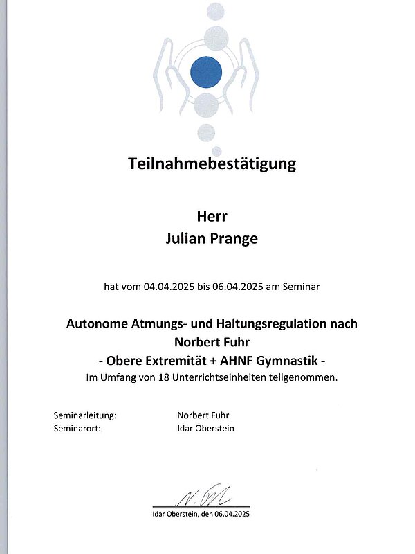  Autonome Atmungs- Haltungsregulation nach Norbert Fuhr - Obere Extremität + AHNF Gymnastik 