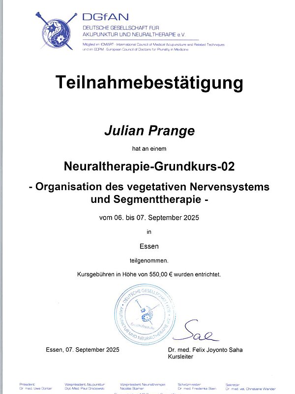  Neuraltherapie Grundkurs 2 - Nervensystem und Segmenttherapie 