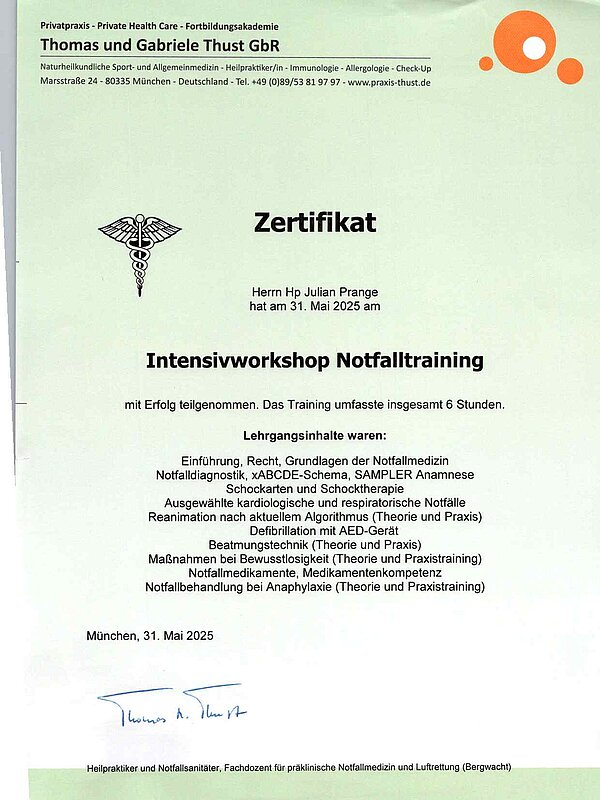 Intensivworkshop Notfalltraining 