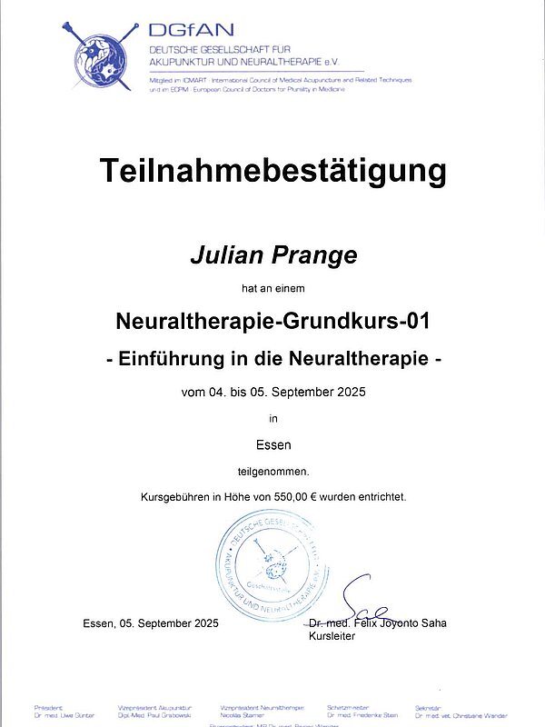  Neuraltherapie Grundkurs 1 - Einführung 