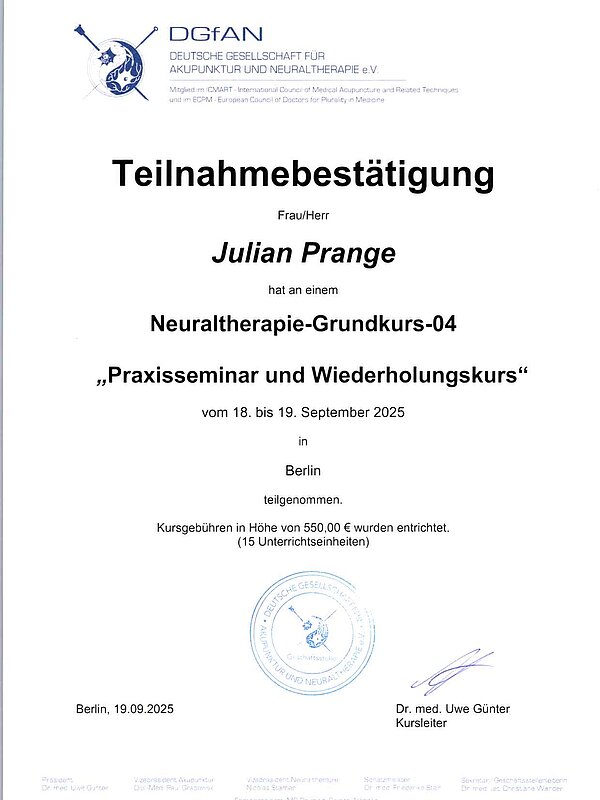  Neuraltherapie Grundkurs 4 - Praxis und Wiederholung 